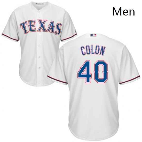 Mens Majestic Texas Rangers 40 Bartolo Colon Replica White Home Cool Base MLB Jersey